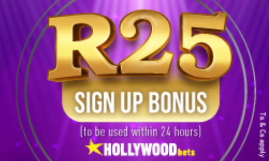 Hollywoodbets R25 sign up bonus offer