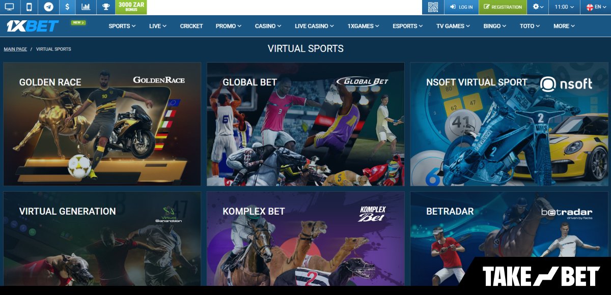 1xBet South Africa virtual sports (screenshot)